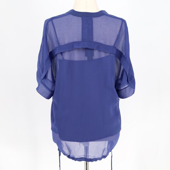 Rag & Bone Women Blue Mesh Elysse Casual Relaxed V-neck Elegant Blouse Size S - Picture 5 of 6